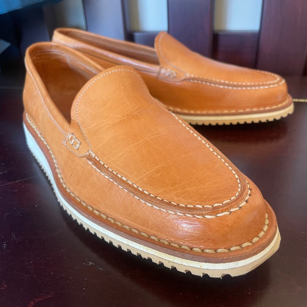GUIDI & ROSELLINI leather loafers with moc-toe stitching EU 35